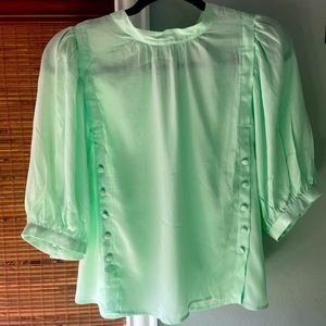 H&M Puff- Sleeved Blouse. Size 4 Light green